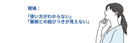 使い方がわからない、業務との結びつきが見えない